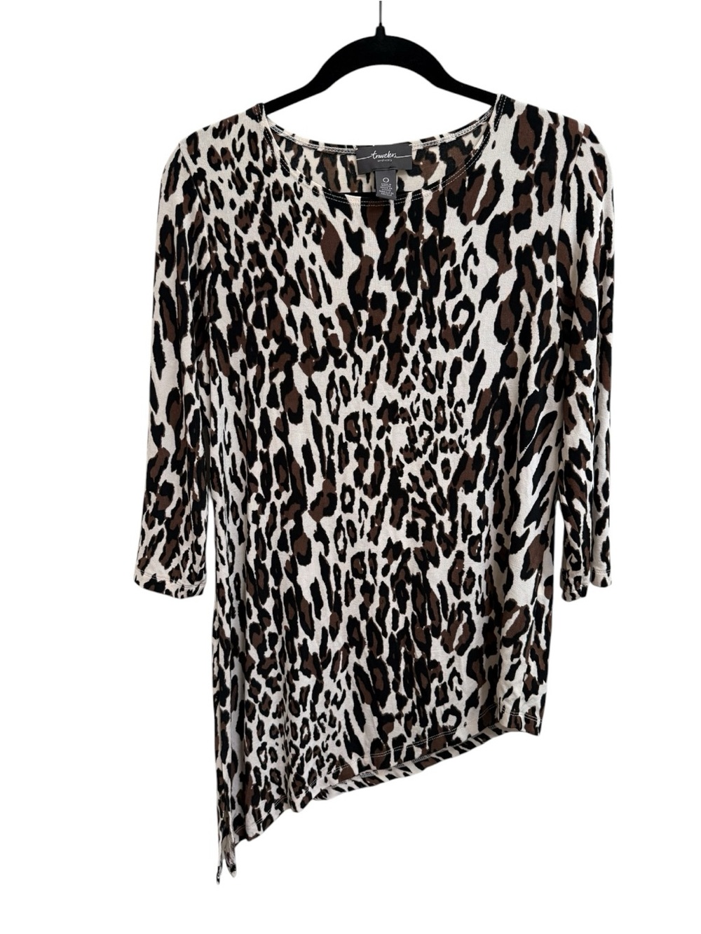 Chico's Travelers leopard-print asymmetrical slinky tunic top